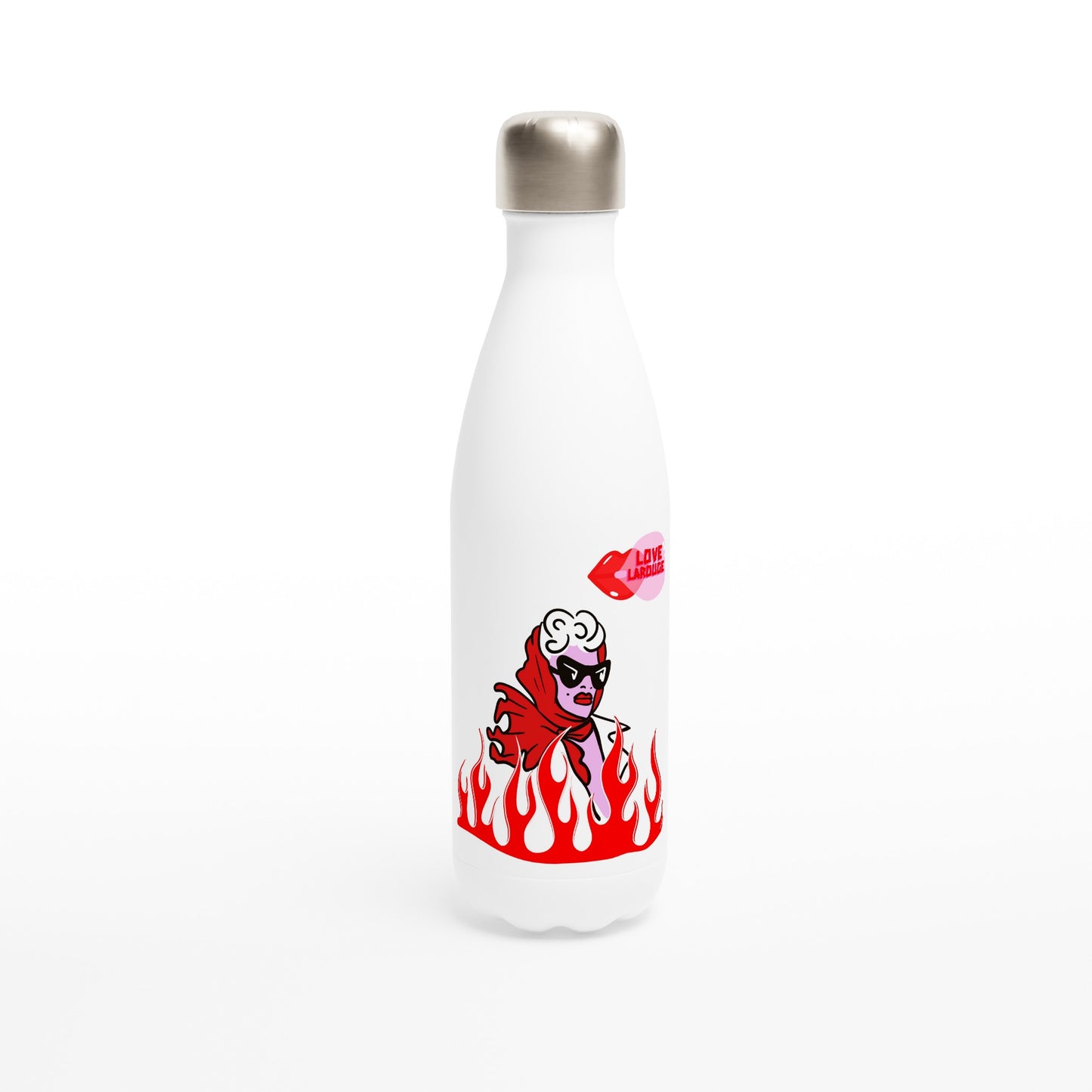 LOVE LAROUGE "LIT CHICK" White 17oz Stainless Steel Water Bottle